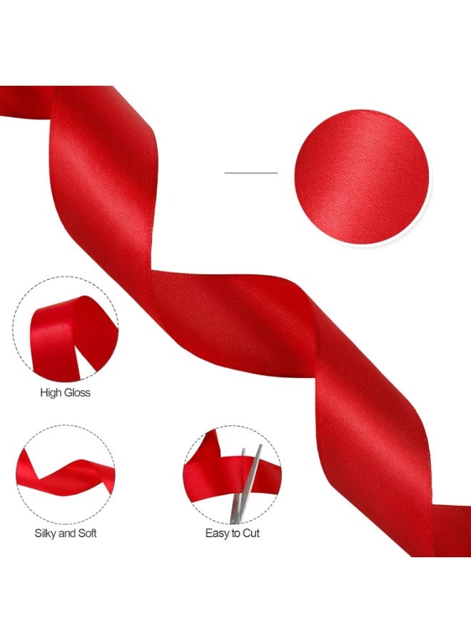 SRLIWHITE 2 Pack Red Satin Ribbon, Silk Fabric Ribbon for Gift Wrapping, Flower Bouquets, Crafts, Wedding and Party Decorations（5cm*25 Yards） - Image 2